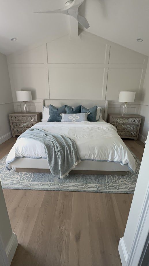 Guest-ready bedroom with styled pillows and fresh linens